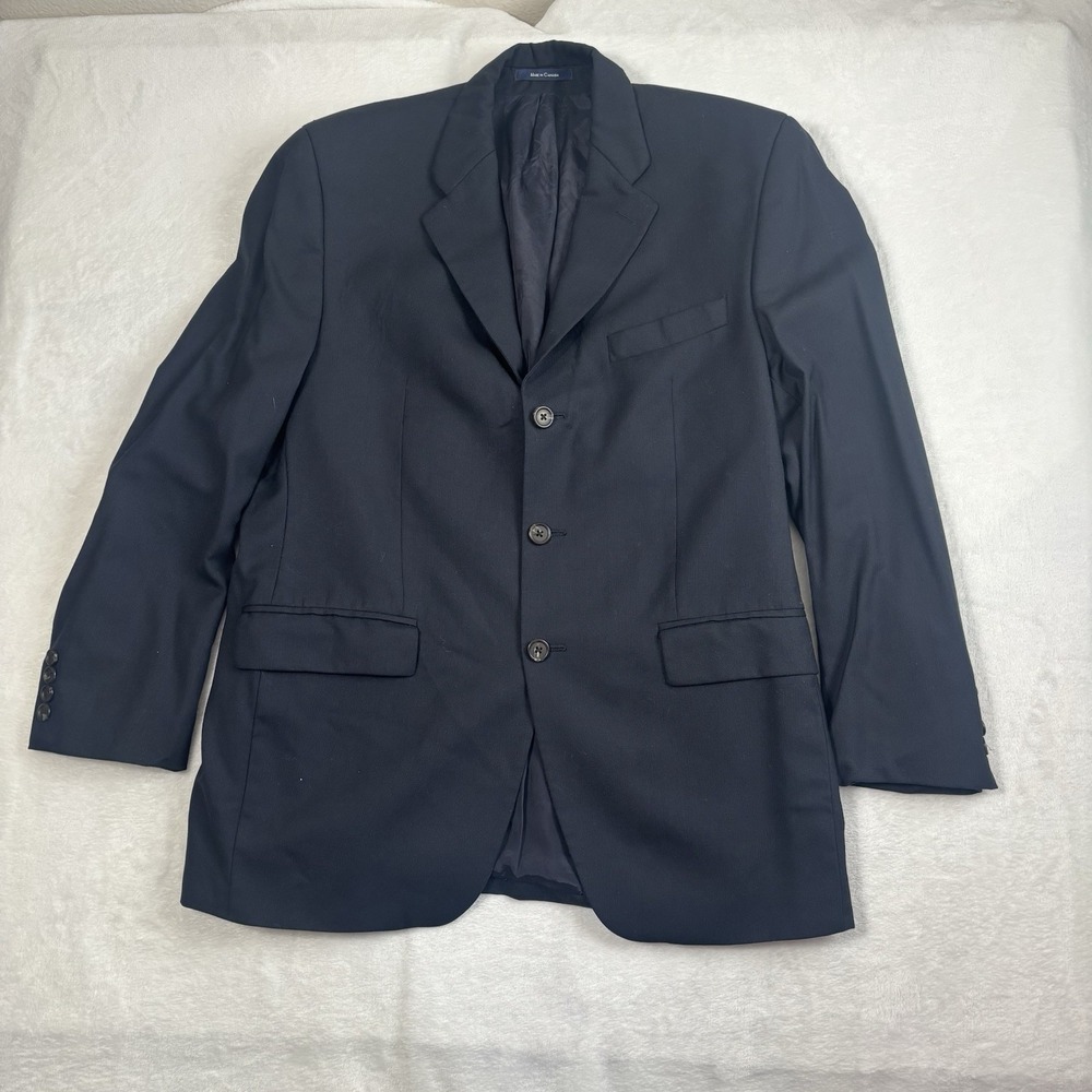 Ralph Lauren‎ Wool Blue Blazer Suit Jacket Size 40 R Check Measurements